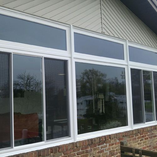 Triple slider windows, picture windows and transom