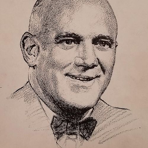 Teacher Dan Moore's drawing of Coach Ellis Johnson