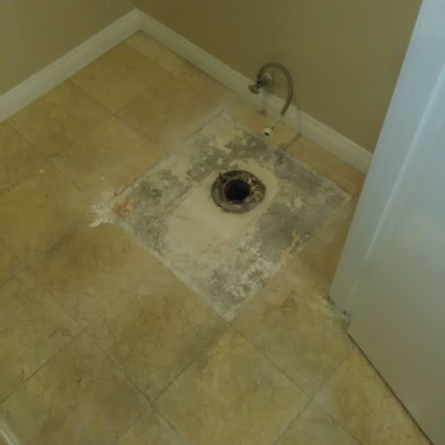 toilet and tile removed