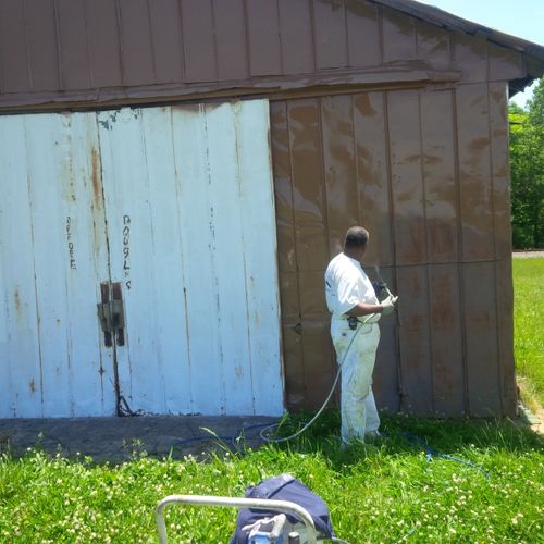 Painting barn for Mr. Lowery Shelby NC
