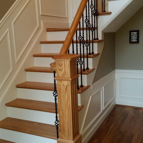 Custom stair's and railing with wainscoting trim o