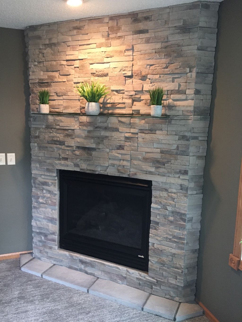 After fireplace #6 custom floating glass mantle 