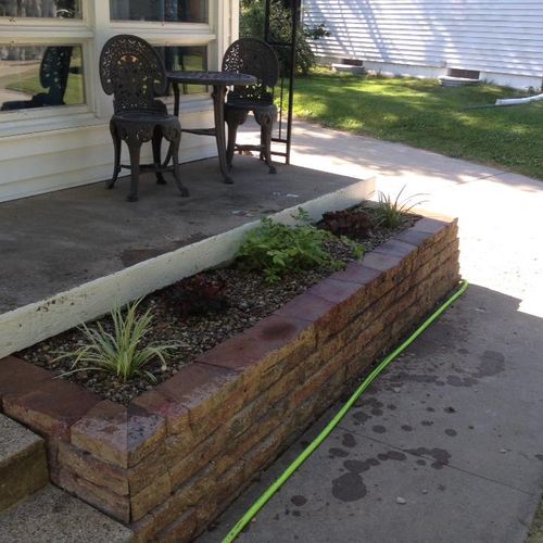 Retaining walls with plant installation.