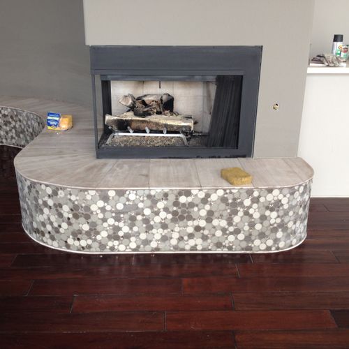 We do custom work too!  This hearth bench wraps a 