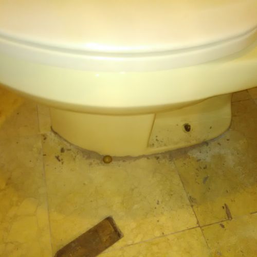 replacing toilet that was grouted in the floor.
