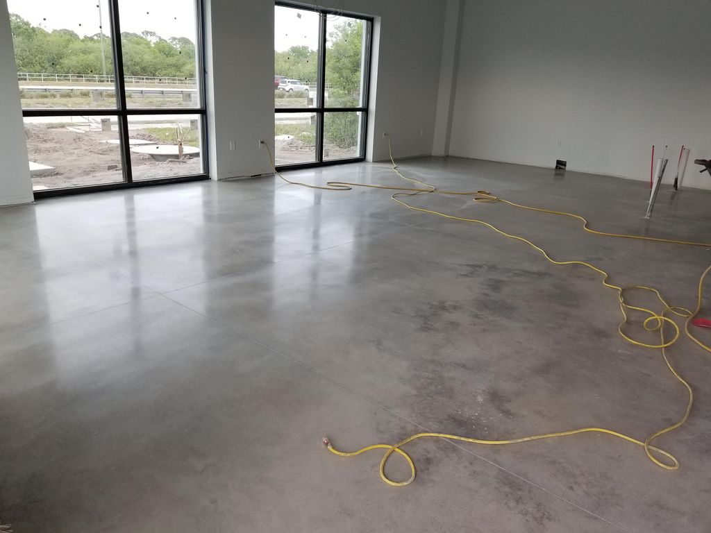 polished concrete at hair salon & spa