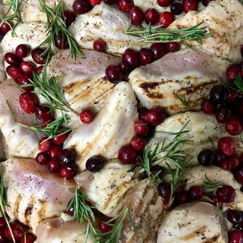 Cranberry and Herb Chicken ready for the oven!