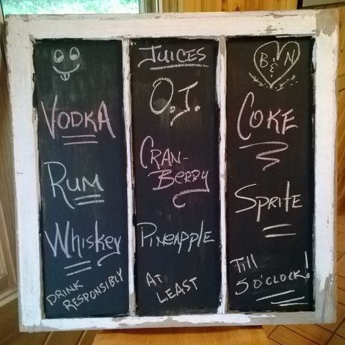 Drink Menu for a wedding with an open bar.