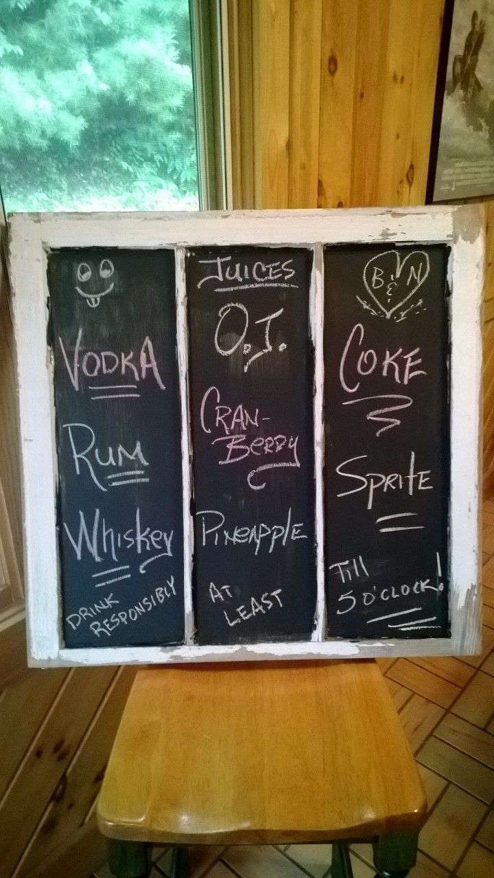 Drink Menu for a wedding with an open bar.