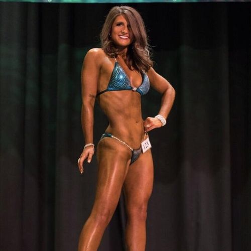 Shannon competing in her first bodybuilding compet