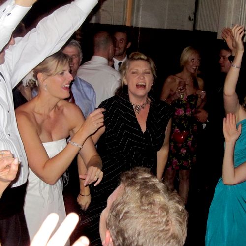 Crowd dancing hard at a wedding I played in SOHO, 