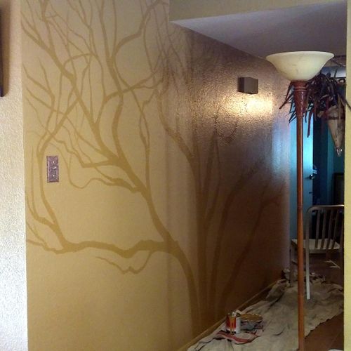 Mesquite tree hallway mural