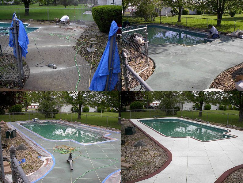 Pool area concrete overlay