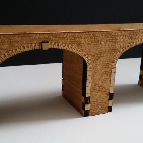 Cut & Engraved Model Train Bridge