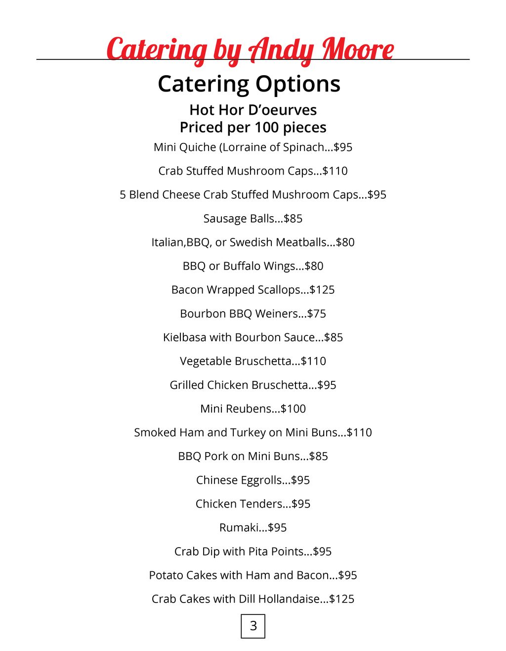 Current Catering Menu, Page 3