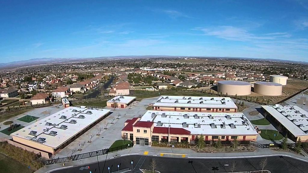 Aerial view of Gregg Anderson School to show the s