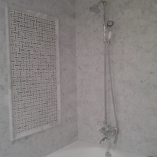 AFTER: Marble soaker tub surround, Newport Beach, 