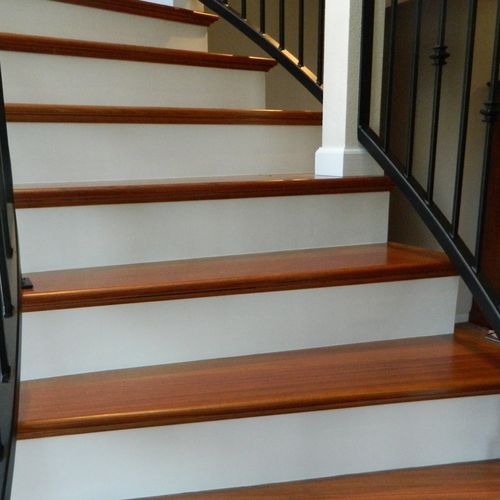 Brazilian treads with painted white risers.