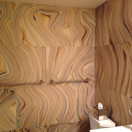 bathroom wallpaper job