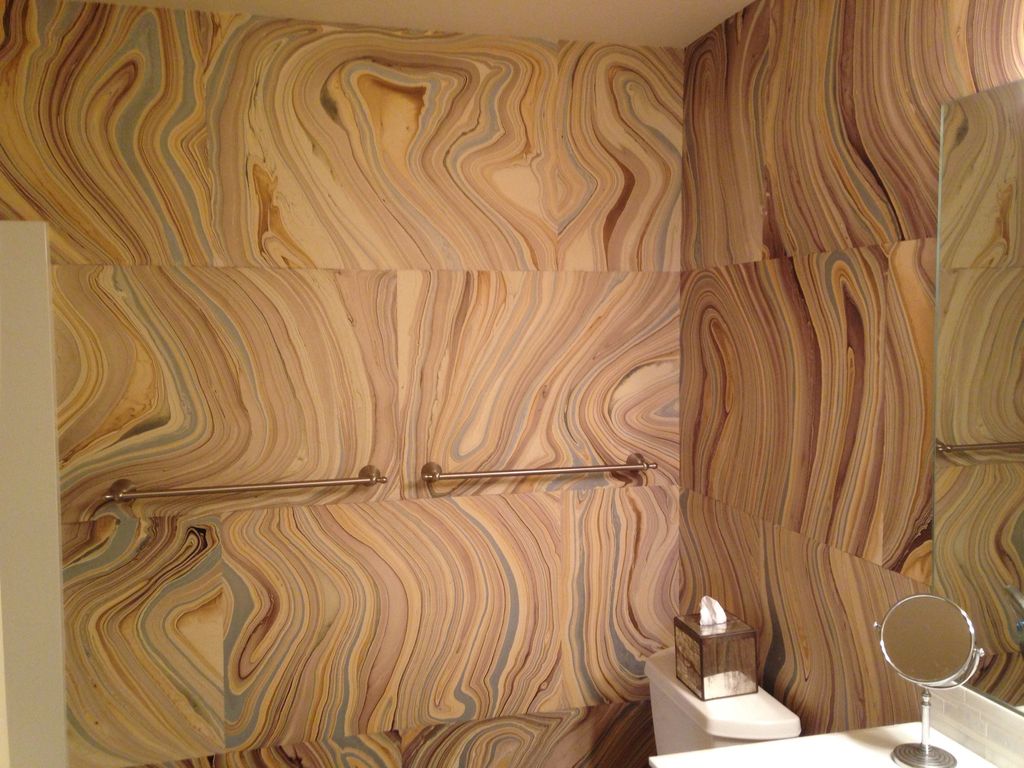 bathroom wallpaper job
