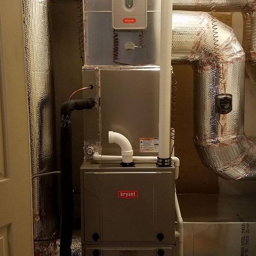 2 stage, gas furnace, zoned, closet application.