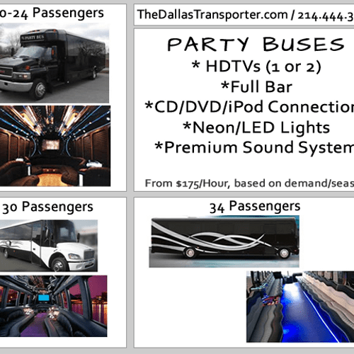 Some of our featured party buses. Classy and fun! 