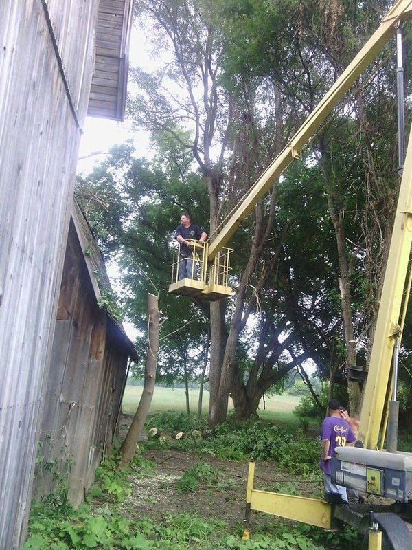 about 20 feet in the man lift