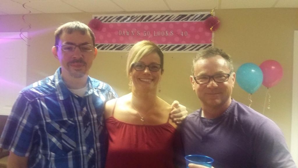 With Chris Fry and girlfriend Dawn on her 10th ann