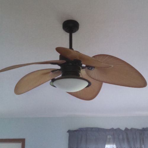 Paddle fan installed, approved paddle fan box and 