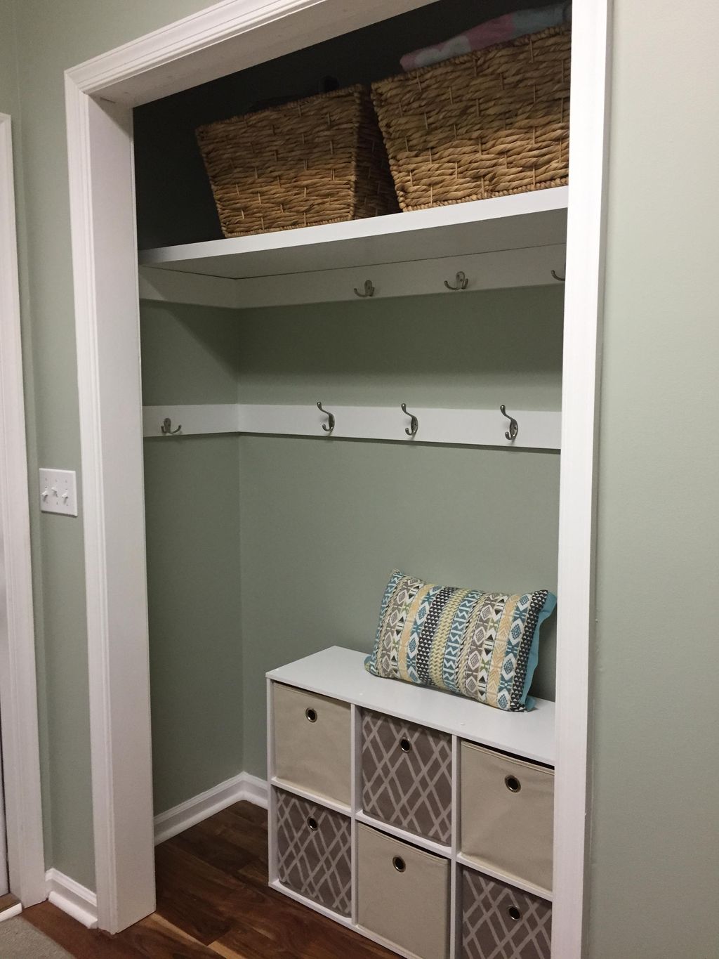 Mudroom in Laundry Closet