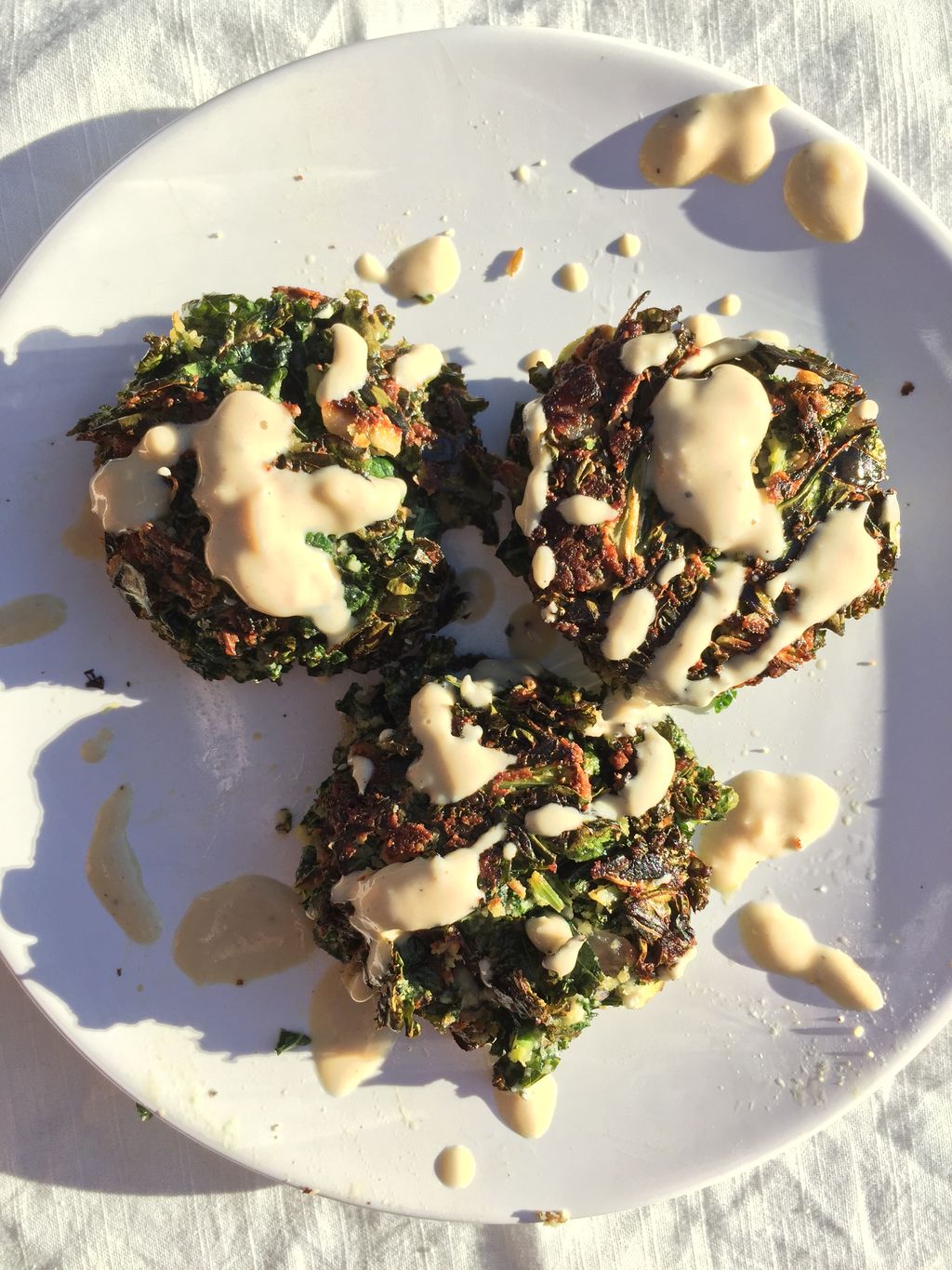 Green Meatless Balls with Creamy Tahini Sauce