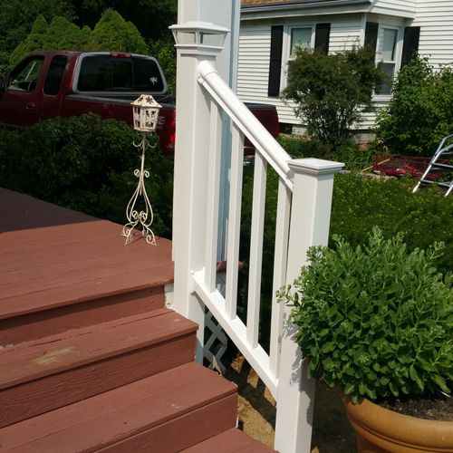 Two PVC handrails for front steps as well, left an