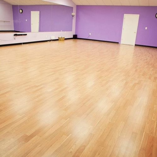 Large Studio C used for group fitness, ballroom da