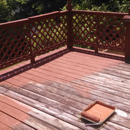 Deck in process of painting
