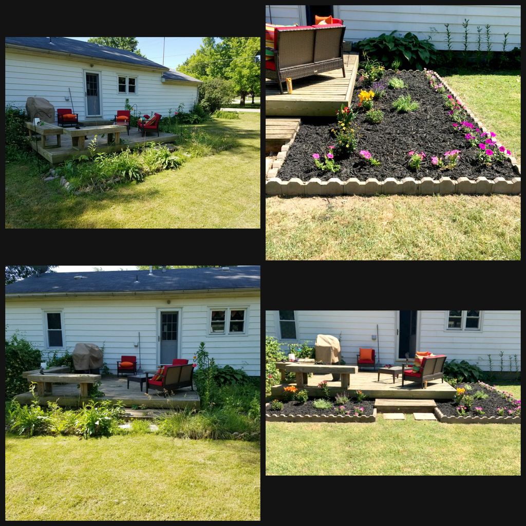 This was a small backyard living space makeover. T