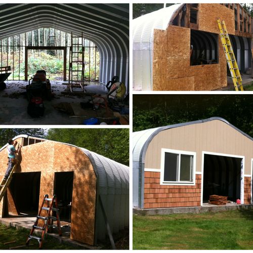 This prefab garage needed a front and back wall.