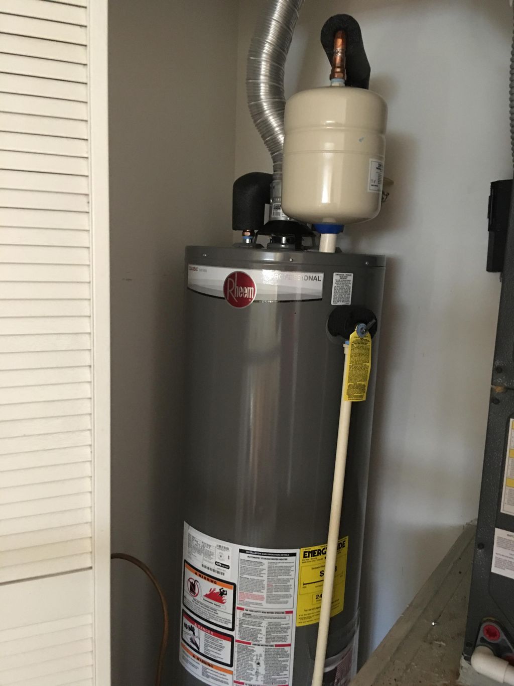 Gas water heater in the second story of a beachfro