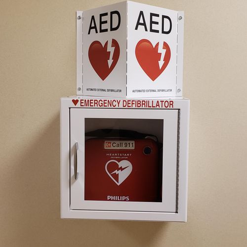 we installed this AED, cabinet amd wall sign for t