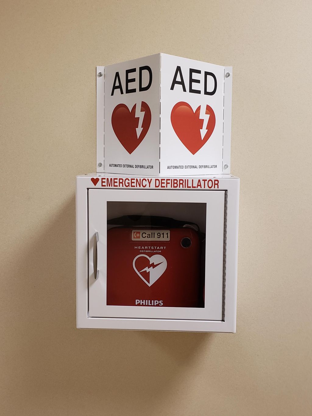 we installed this AED, cabinet amd wall sign for t