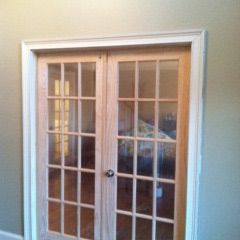 Installed French doors to create a space for a hom