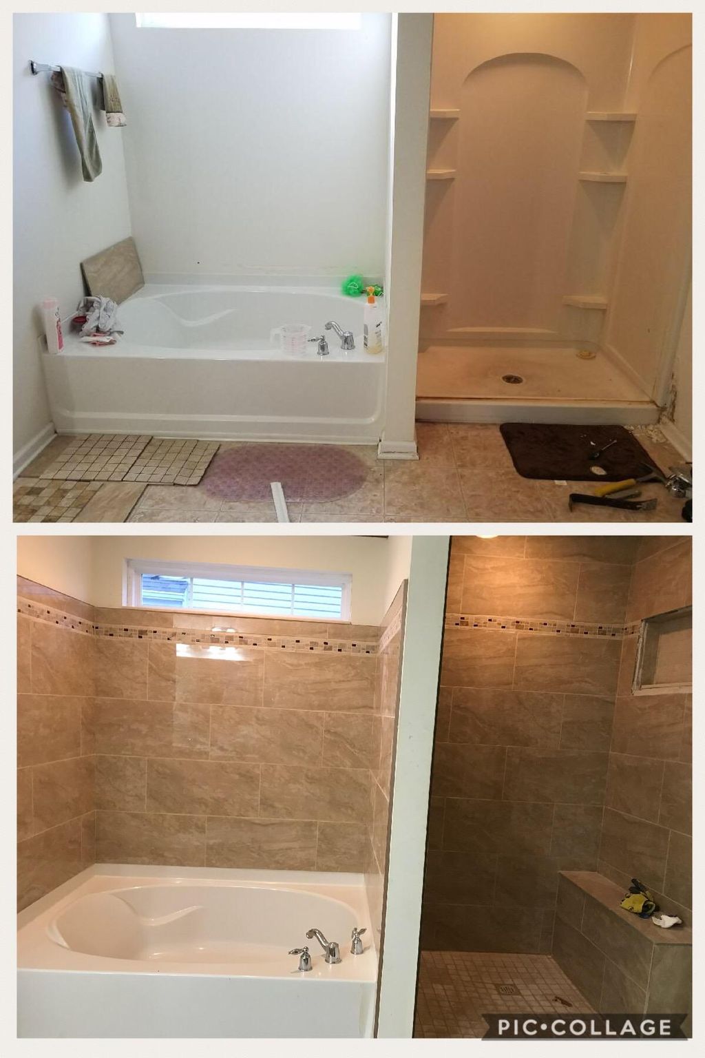 Bathtub and Standing Shower (Before and After)