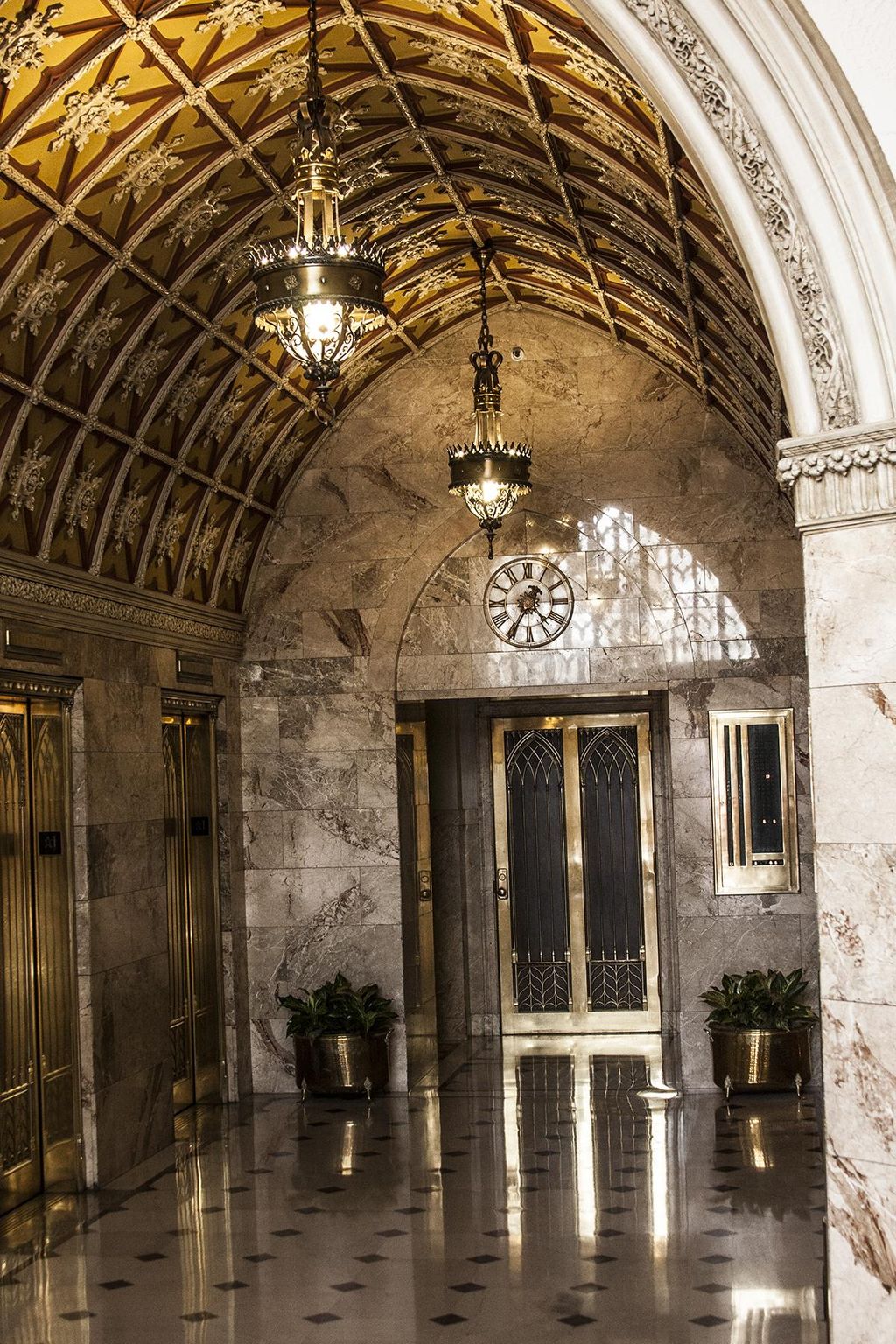 This is the beautiful lobby in our building.