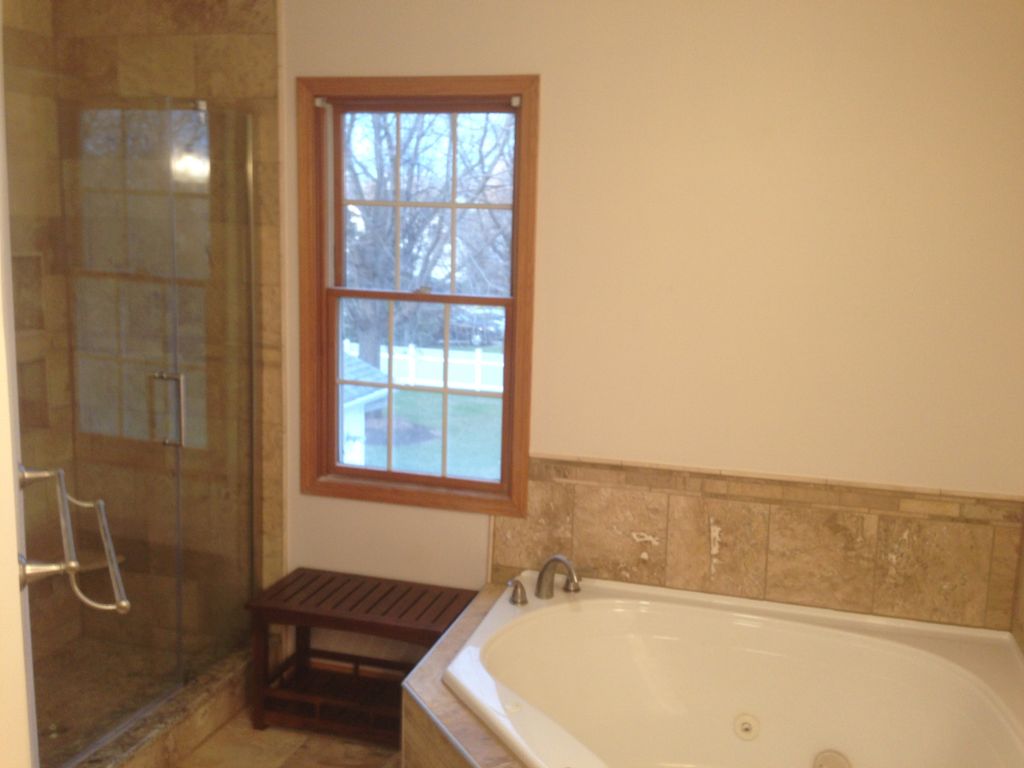 Custom shower with whirlpool tub