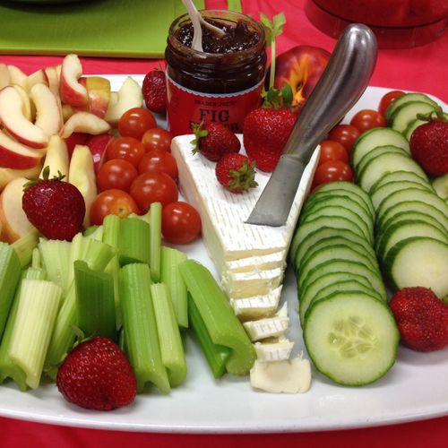 Fruit, vegetable and cheese platter, not complete 