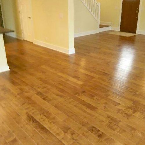 Solid prefinish stained  Honey Oak Maple. The soli
