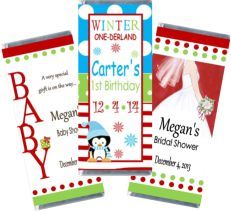 Fun and festive candy bars.  Personalized for your