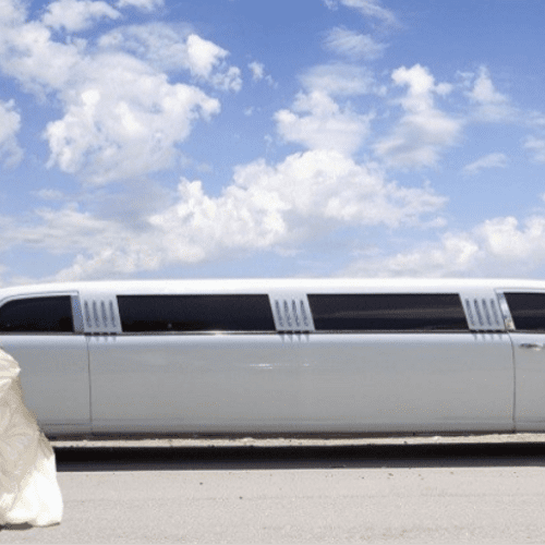 Ultra stretch white wedding limousine