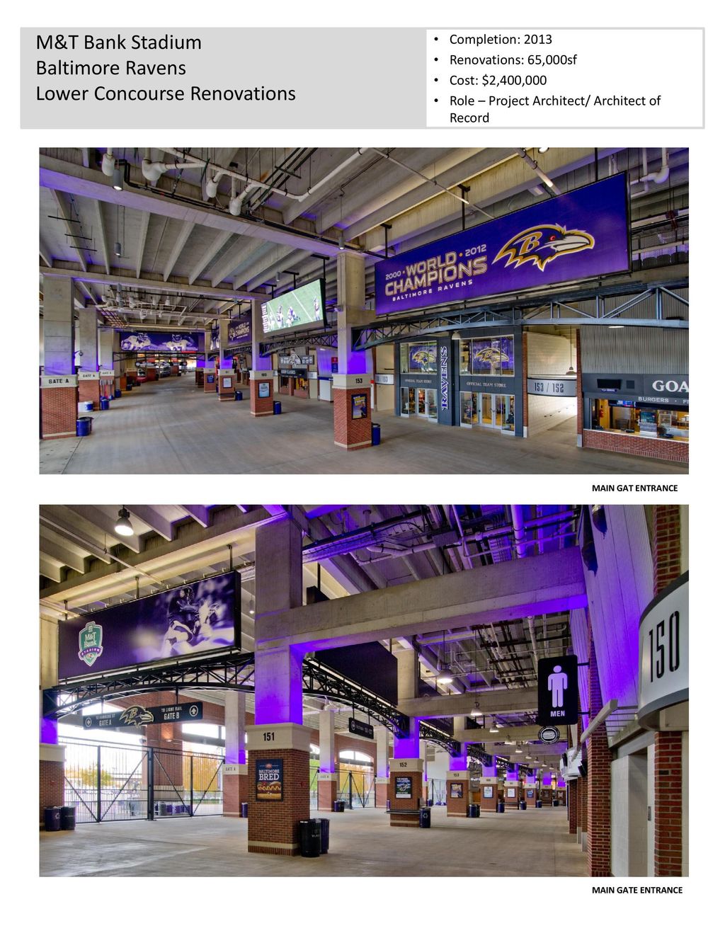 M&T Bank Stadium
Lower Concourse Renovation