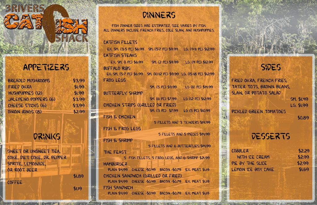 Menu content layout for restaurant
