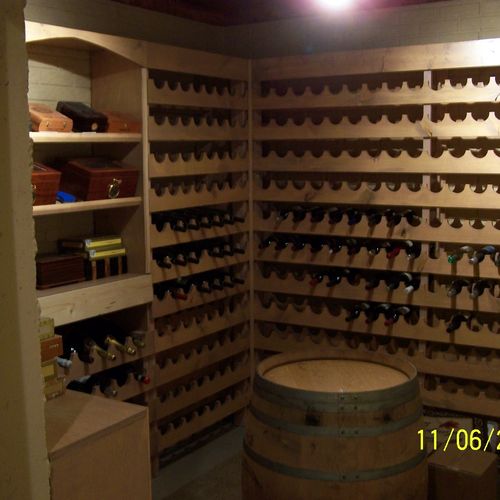 WINE CELLAR PROJECT  (Includes Shelves for cigars.